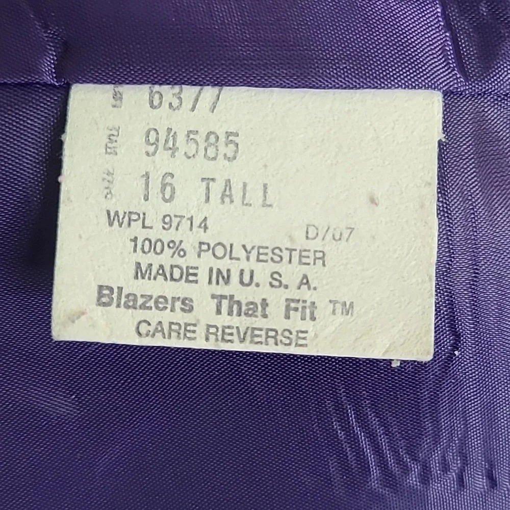 Jacket Blazer Size 16 Tall Purple Iridescent Angel Wing Embellished Back Unique - Picture 6 of 6